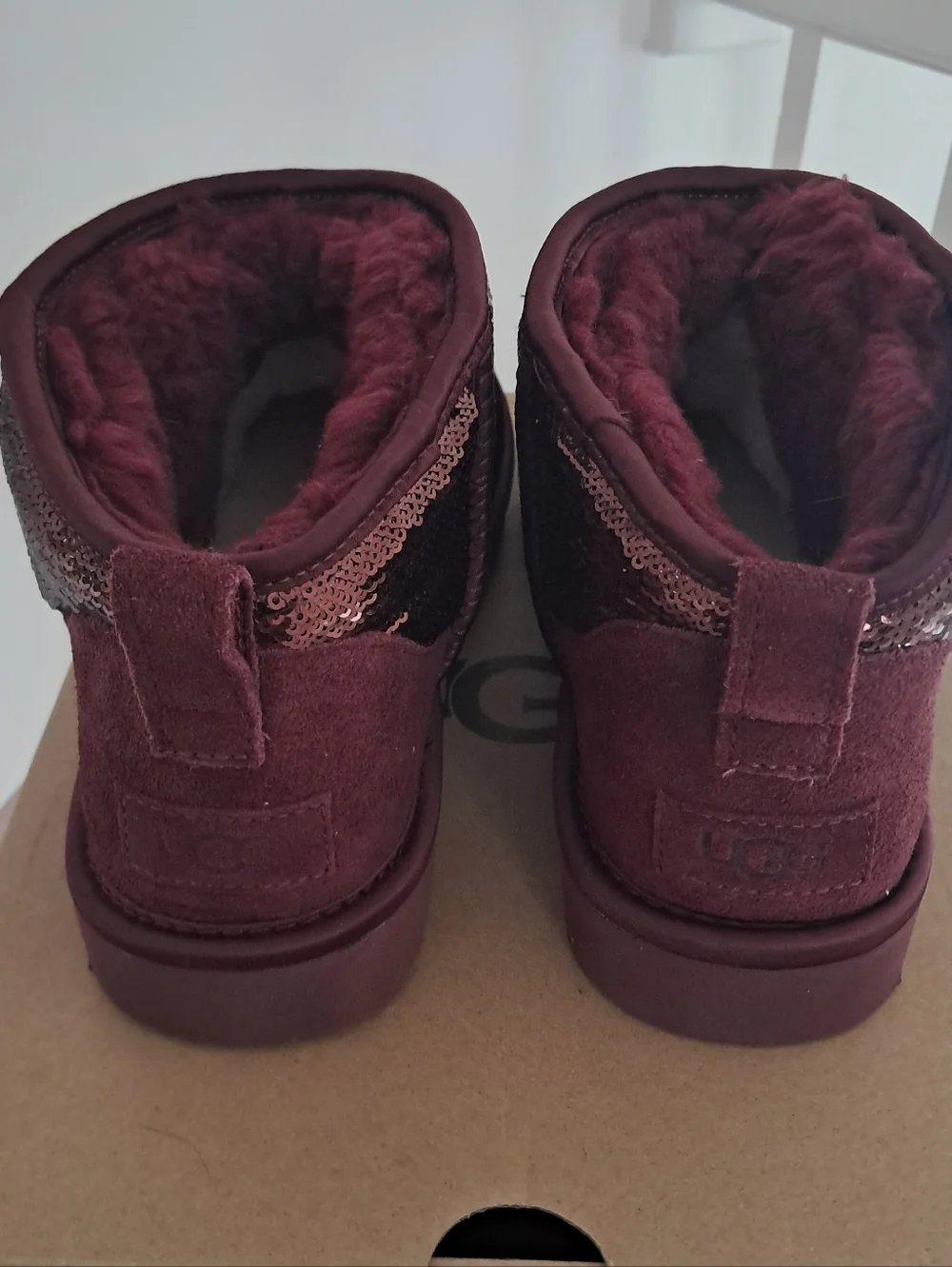 UGG Boots Women's 8 Classic Ultra Mini Mirror Ball Wild Grape Sequins Cozy